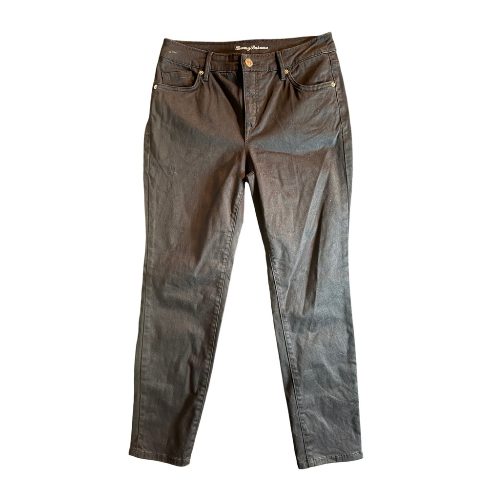 Tommy Bahama Boracay Beach Ankle Pants Womens 6 Black High Rise Stretch